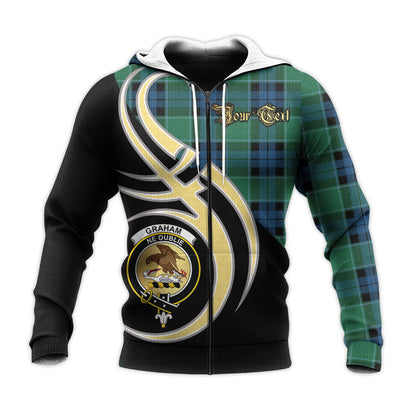 Printivon Graham Of Menteith Ancient Clan Believe In Me Crest Tartan Knitted Hoodie Custom Your Text