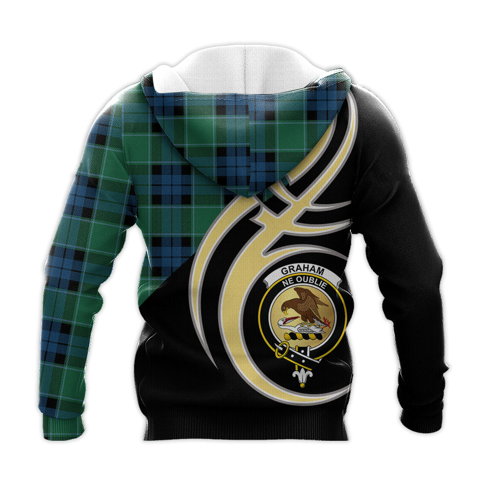Printivon Graham Of Menteith Ancient Clan Believe In Me Crest Tartan Knitted Hoodie Custom Your Text