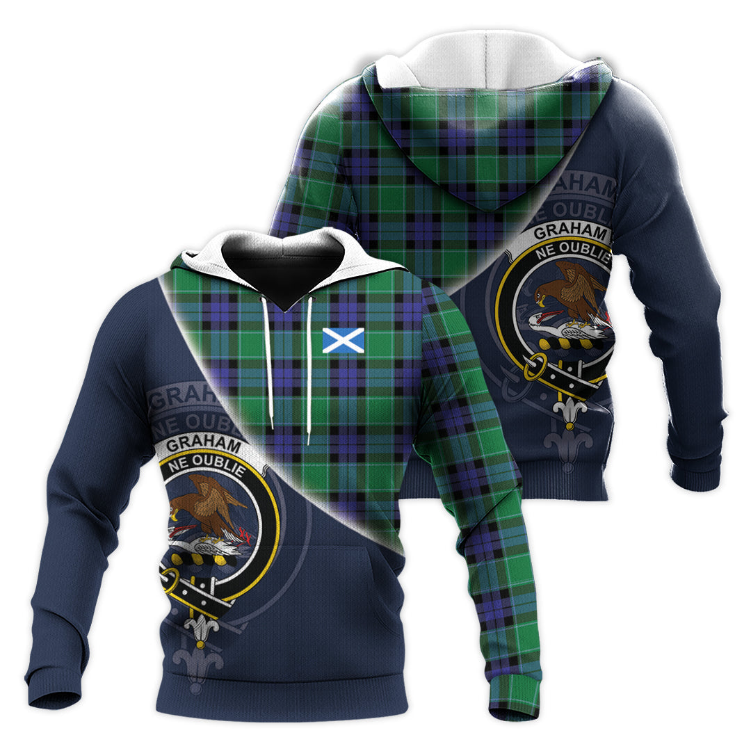 Printivon Graham Of Menteith Modern Tartan Scottish Crest Hoodie