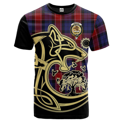 Printivon Graham of Menteith Red Crest Celtic Wolf Tartan T Shirt Custom Your Text