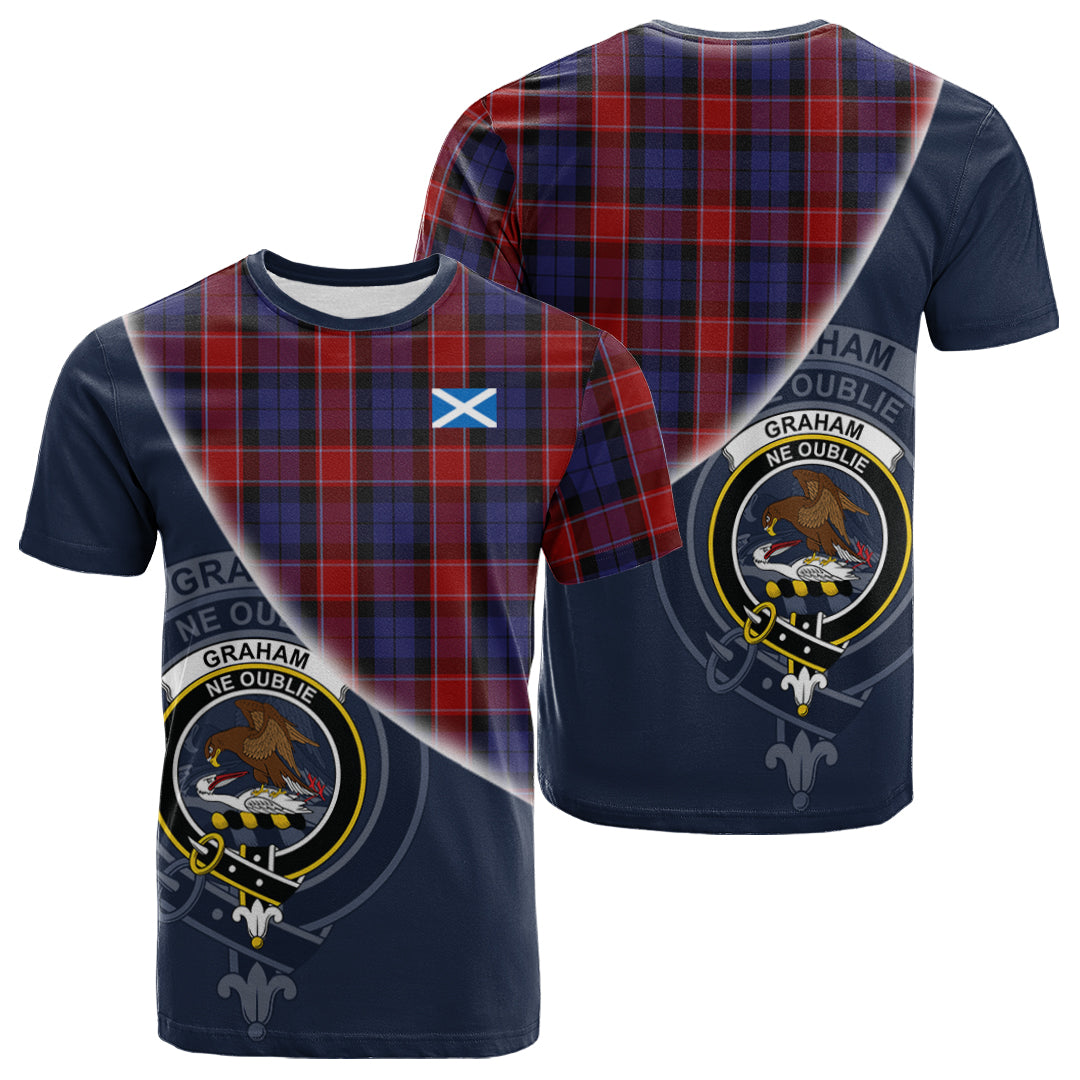 Printivon Graham of Menteith Red Tartan Scottish Crest T Shirt