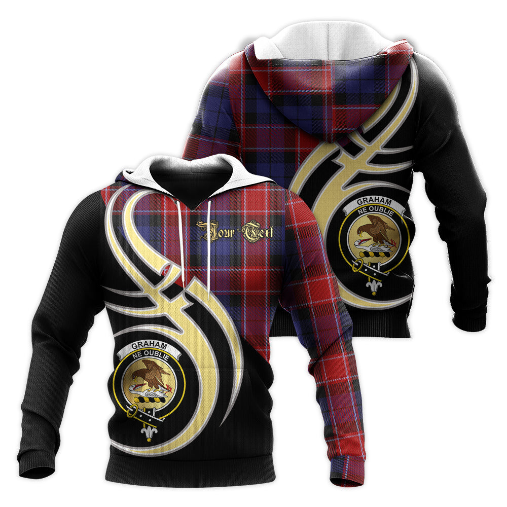 Printivon Graham Of Menteith Red Clan Believe In Me Crest Tartan Knitted Hoodie Custom Your Text