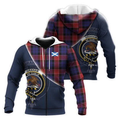 Printivon Graham Of Menteith Red Tartan Scottish Crest Hoodie