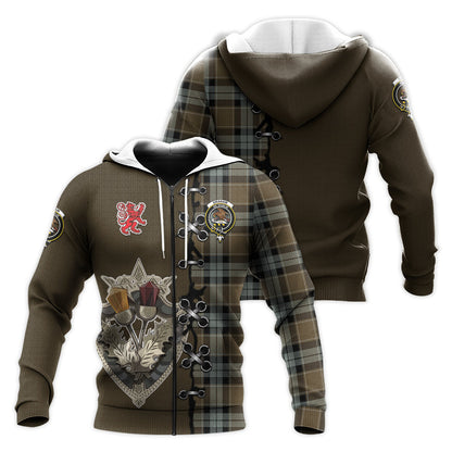 Printivon Graham Of Menteith Weathered Tartan Hoodie Lion Rampant And Celtic Thistle Style