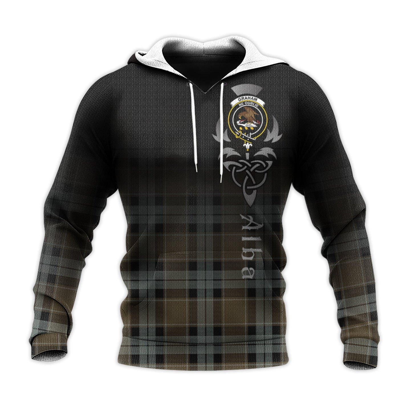 Printivon Graham Of Menteith Weathered Tartan Crest Alba Celtic Hoodie