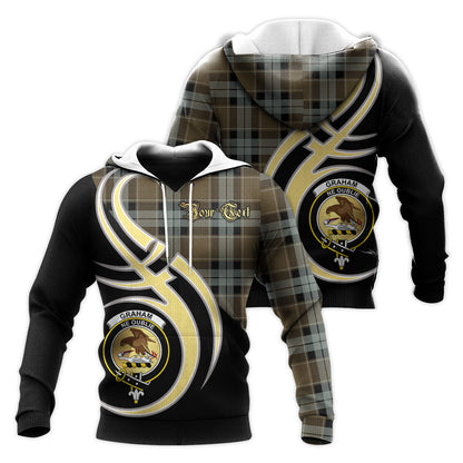 Printivon Graham Of Menteith Weathered Clan Believe In Me Crest Tartan Knitted Hoodie Custom Your Text