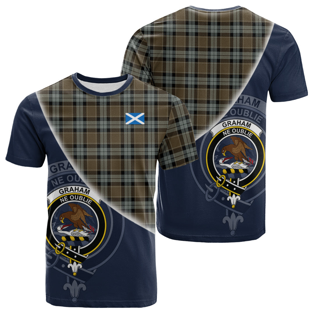 Printivon Graham of Menteith Weathered Tartan Scottish Crest T Shirt