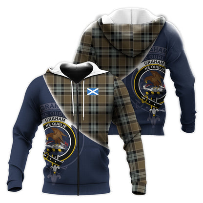 Printivon Graham Of Menteith Weathered Tartan Scottish Crest Hoodie