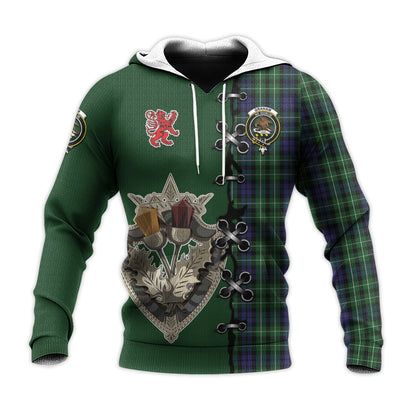 Printivon Graham Of Montrose Tartan Hoodie Lion Rampant And Celtic Thistle Style