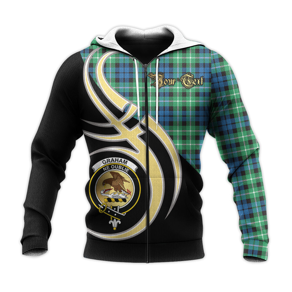 Printivon Graham Of Montrose Ancient Clan Believe In Me Crest Tartan Knitted Hoodie Custom Your Text