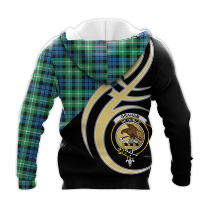 Printivon Graham Of Montrose Ancient Clan Believe In Me Crest Tartan Knitted Hoodie Custom Your Text