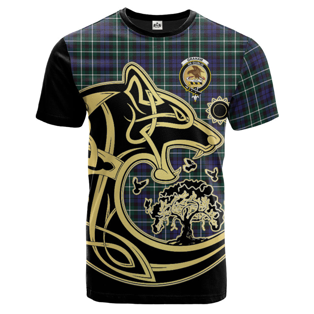 Printivon Graham of Montrose Modern Crest Celtic Wolf Tartan T Shirt Custom Your Text