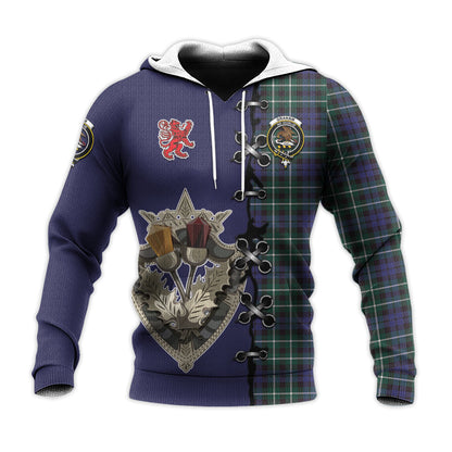 Printivon Graham Of Montrose Modern Tartan Hoodie Lion Rampant And Celtic Thistle Style