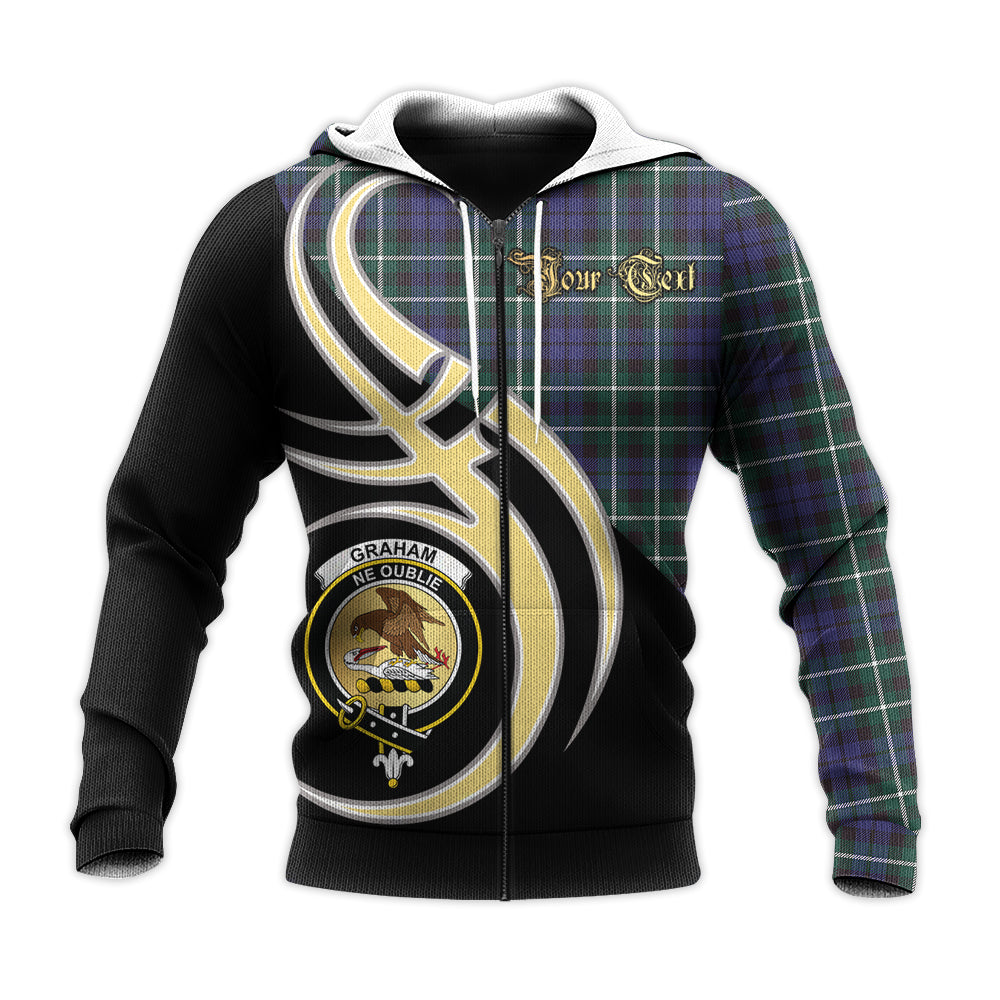 Printivon Graham Of Montrose Modern Clan Believe In Me Crest Tartan Knitted Hoodie Custom Your Text