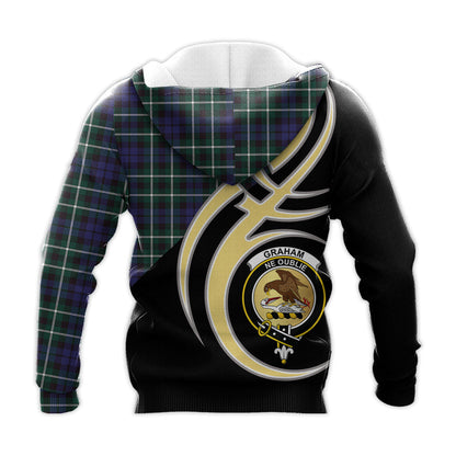Printivon Graham Of Montrose Modern Clan Believe In Me Crest Tartan Knitted Hoodie Custom Your Text