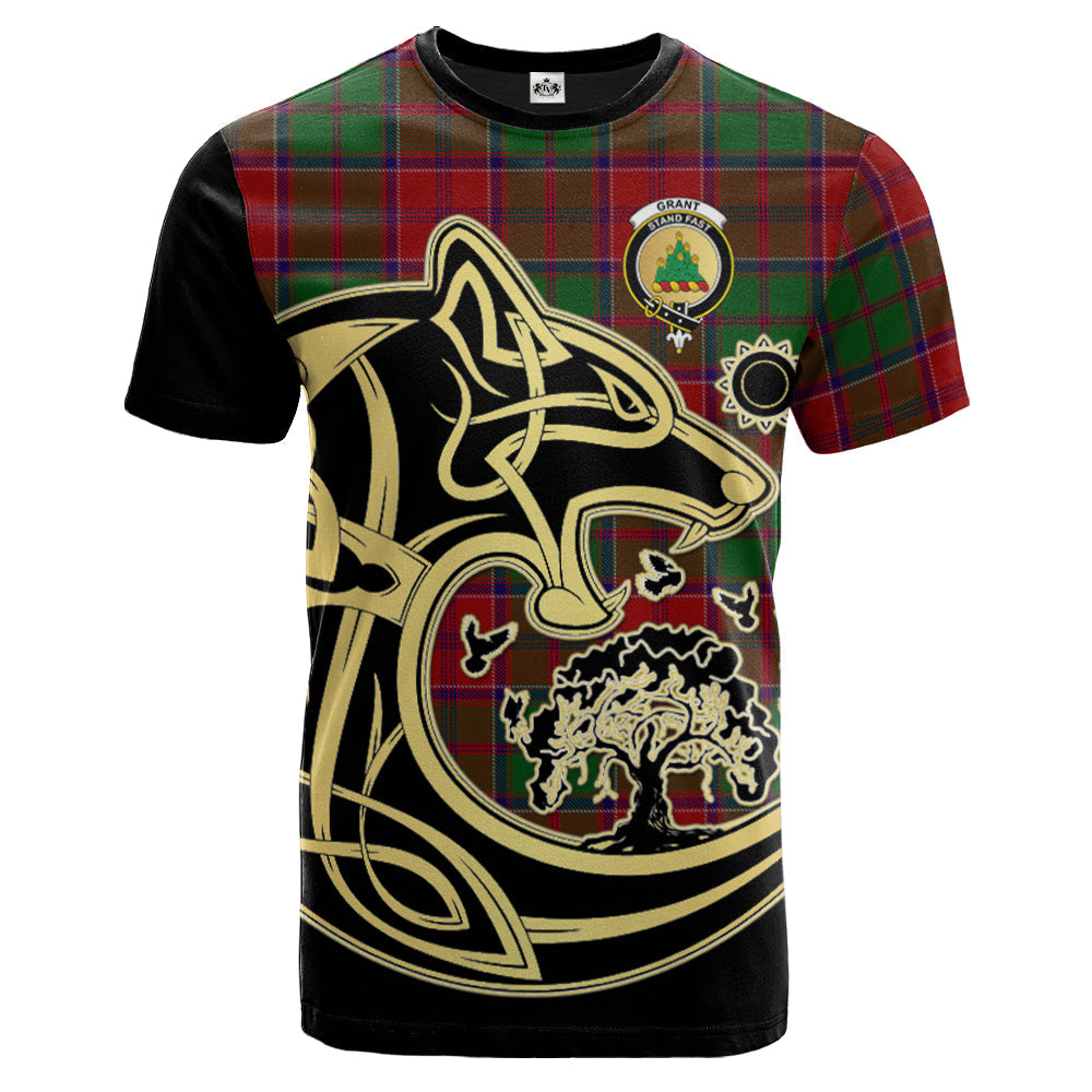 Printivon Grant Crest Celtic Wolf Tartan T Shirt Custom Your Text
