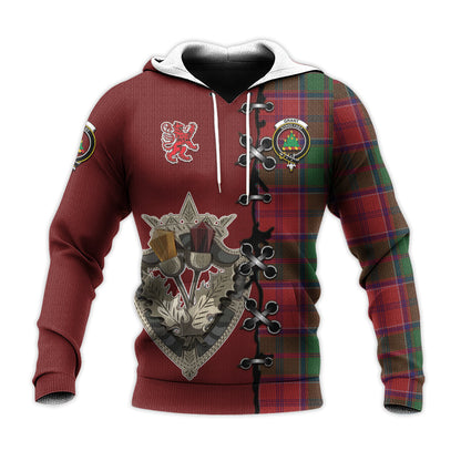 Printivon Grant Tartan Hoodie Lion Rampant And Celtic Thistle Style