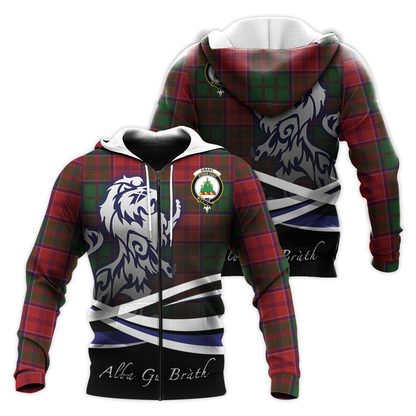 Printivon Grant Tartan Scottish Lion Hoodie