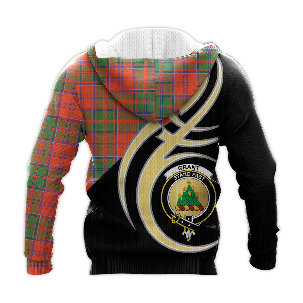 Printivon Grant Ancient Clan Believe In Me Crest Tartan Knitted Hoodie Custom Your Text