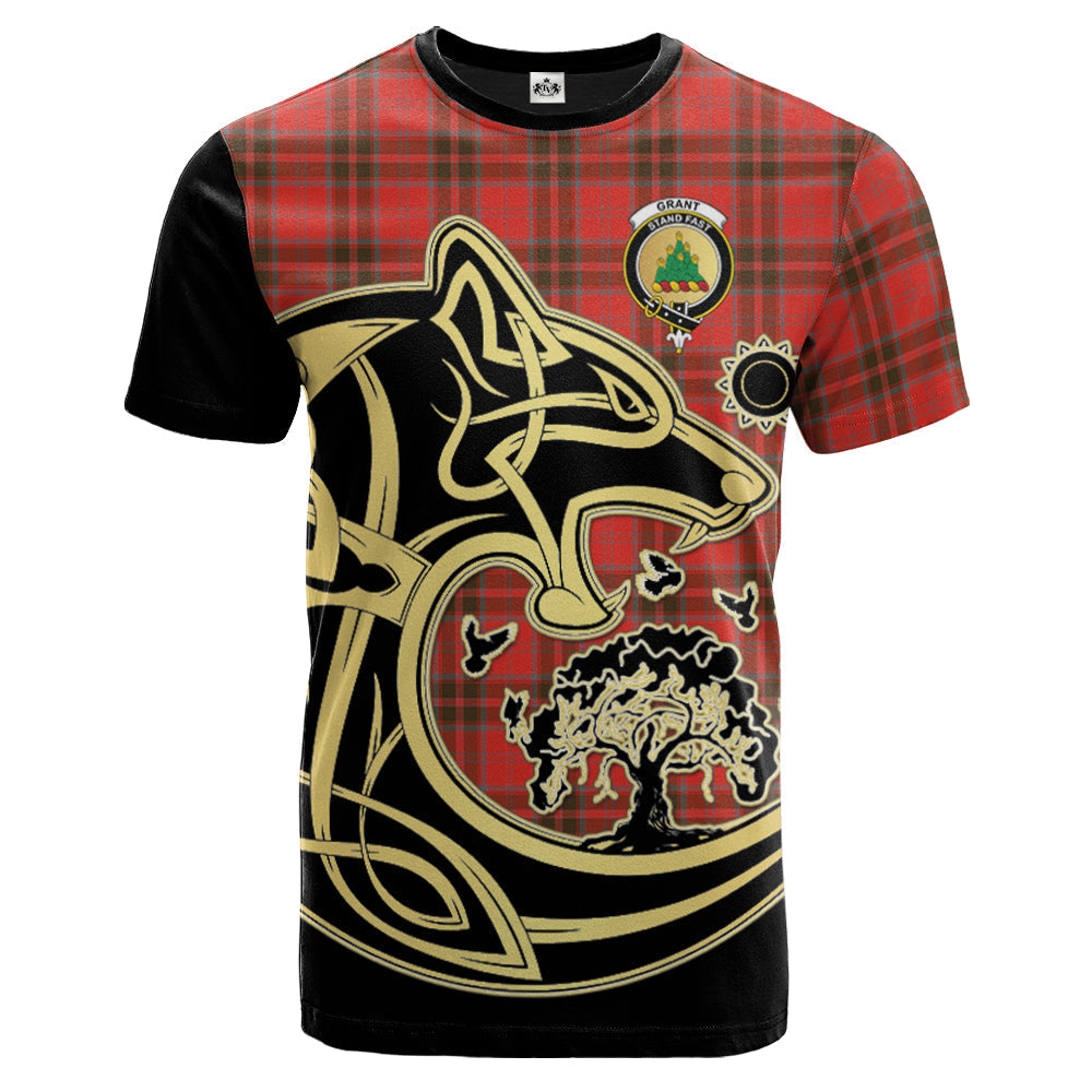 Printivon Grant Weathered Crest Celtic Wolf Tartan T Shirt Custom Your Text