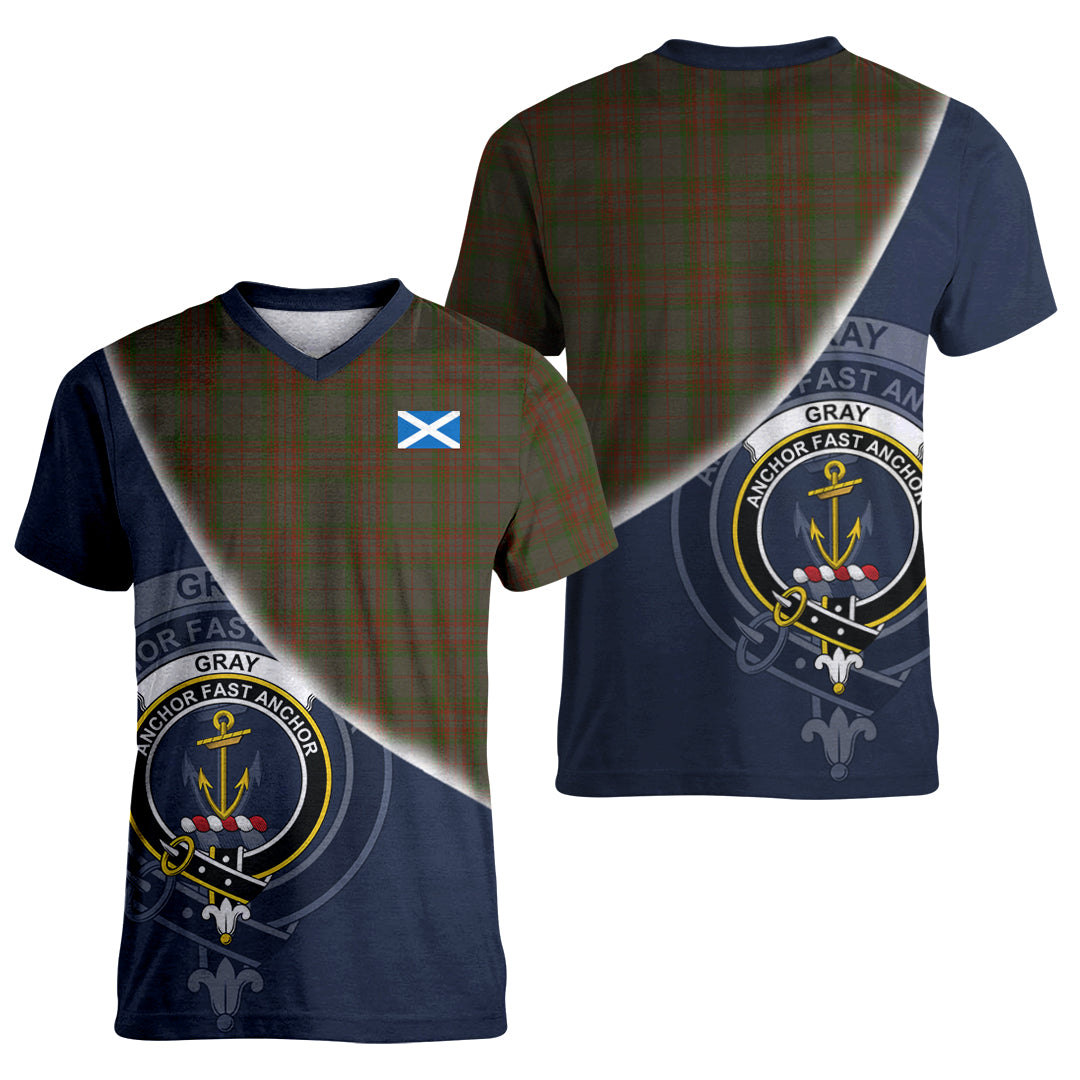 Printivon Gray Tartan Scottish Crest T Shirt