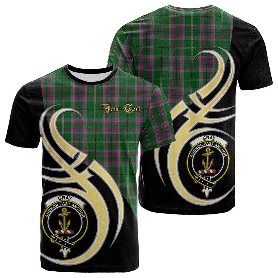 Printivon Gray Hunting Tartan Crest Believe In Me T Shirt