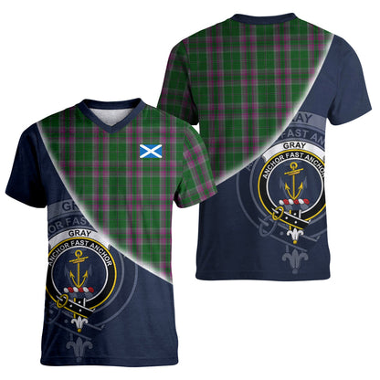 Printivon Gray Hunting Tartan Scottish Crest T Shirt