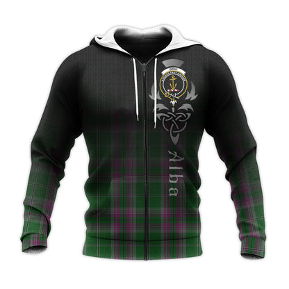 Printivon Gray Hunting Tartan Crest Alba Celtic Hoodie