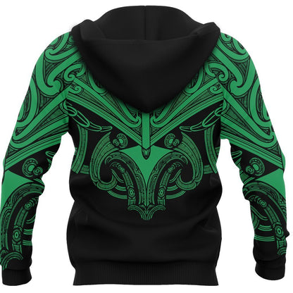 Maori Tattoo Hoodie Hei Matau Abalone Green