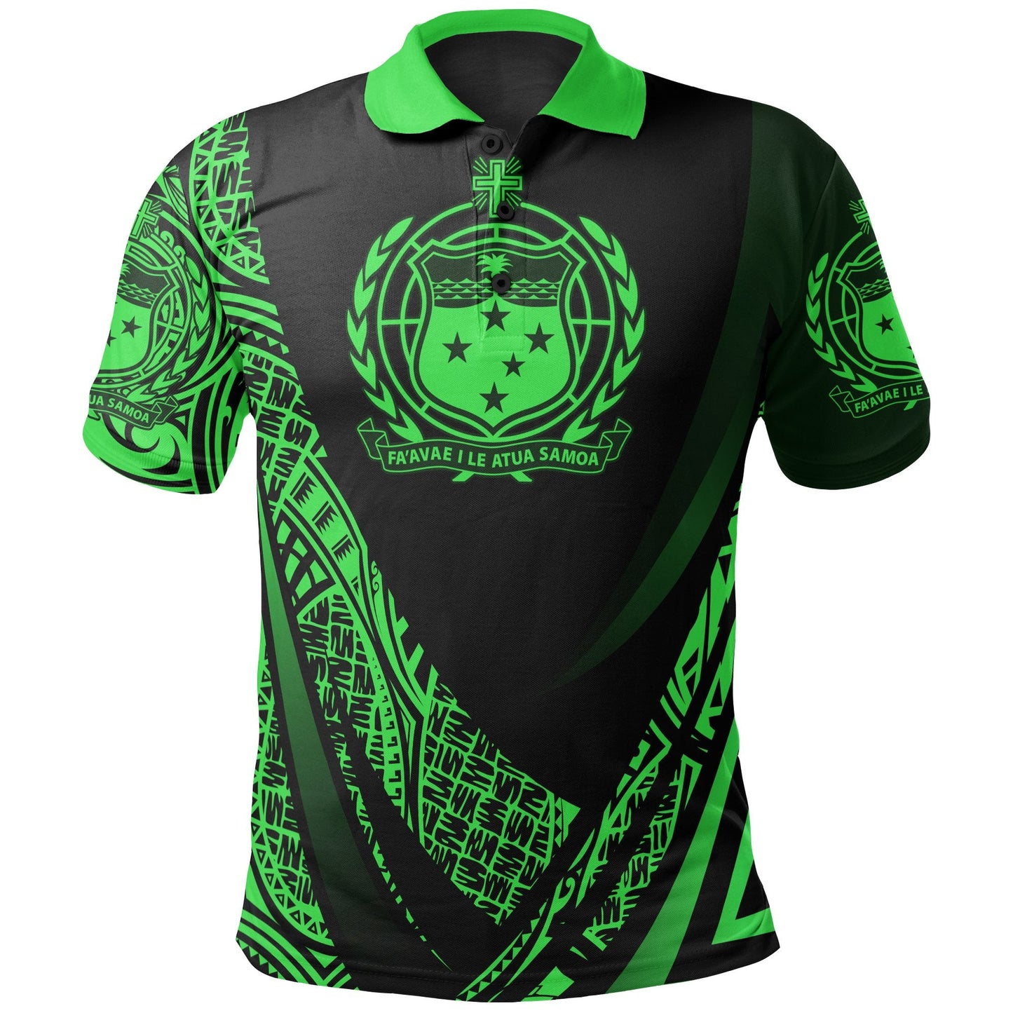 Samoa Polo Shirt - Green Polynesian Patterns Sport Style