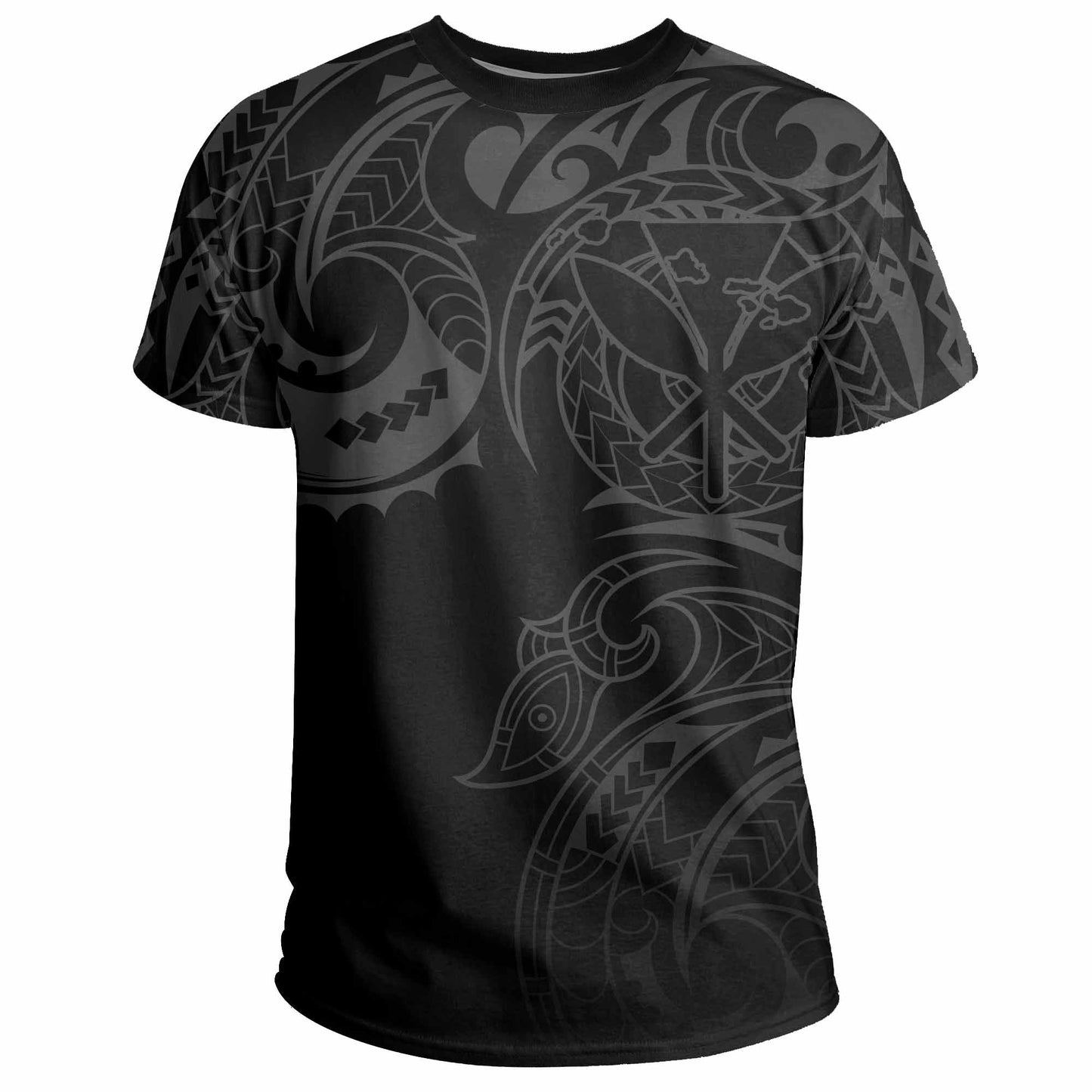 Hawaii Kanaka Polynesian Tribal T-Shirt Gradiant Style Grey