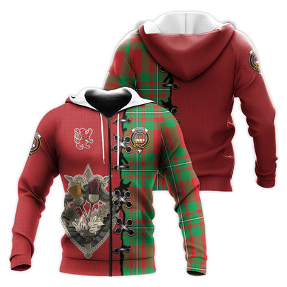 Printivon Grierson Tartan Hoodie Lion Rampant And Celtic Thistle Style