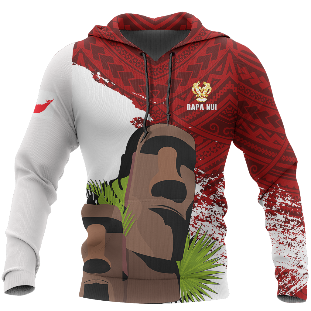Easter Island Polynesian Hoodie Easter Island Coat Of Arms Flag Moai A16