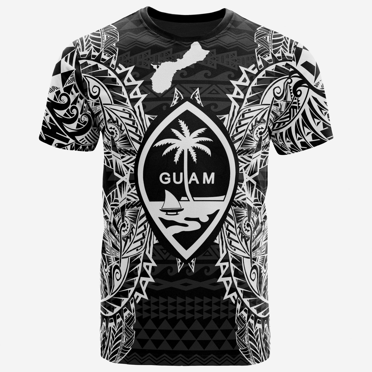 Guam All T Shirt Guam Coat Of Arms Map Polynesian Tattoo White Black