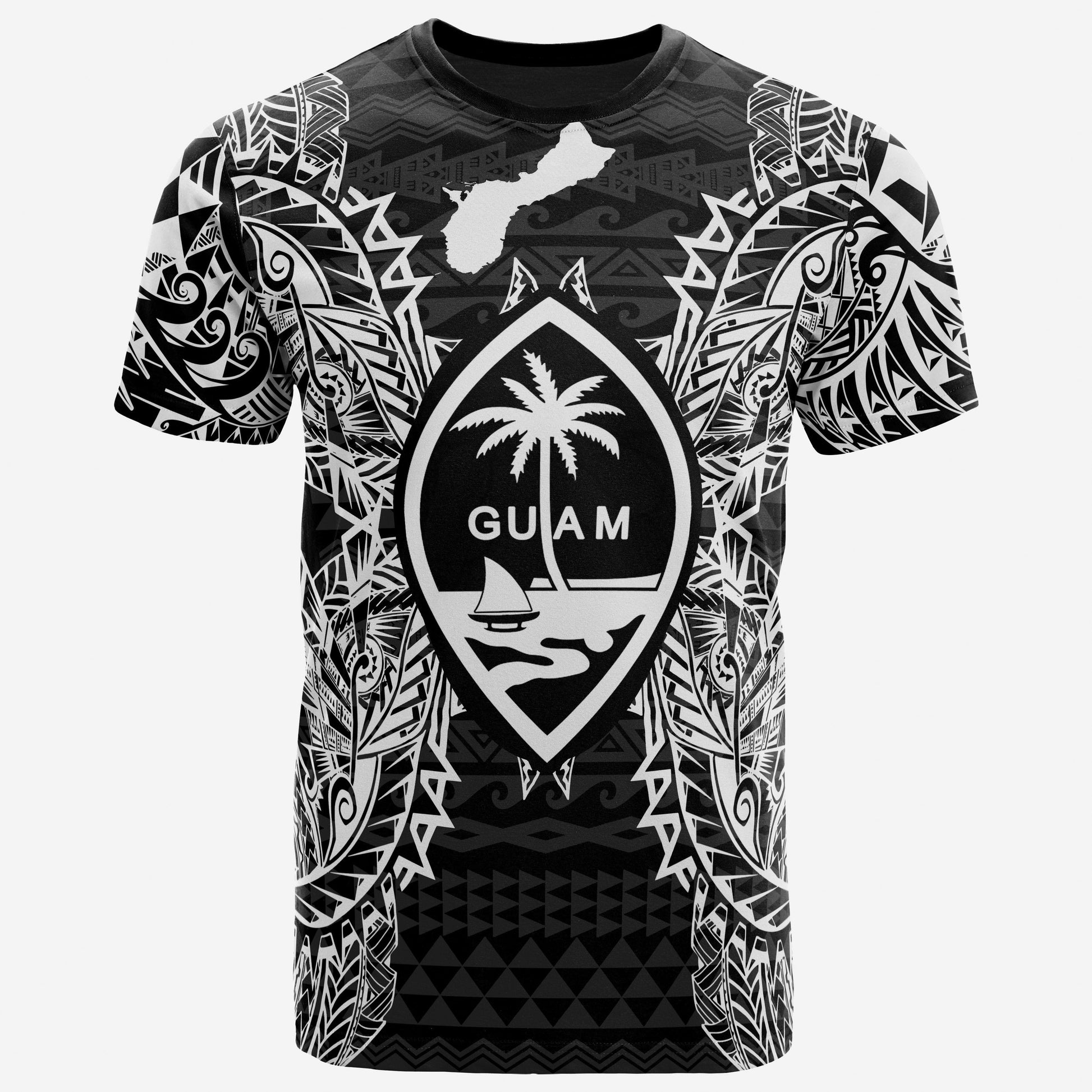 Guam All T Shirt Guam Coat Of Arms Map Polynesian Tattoo White Black