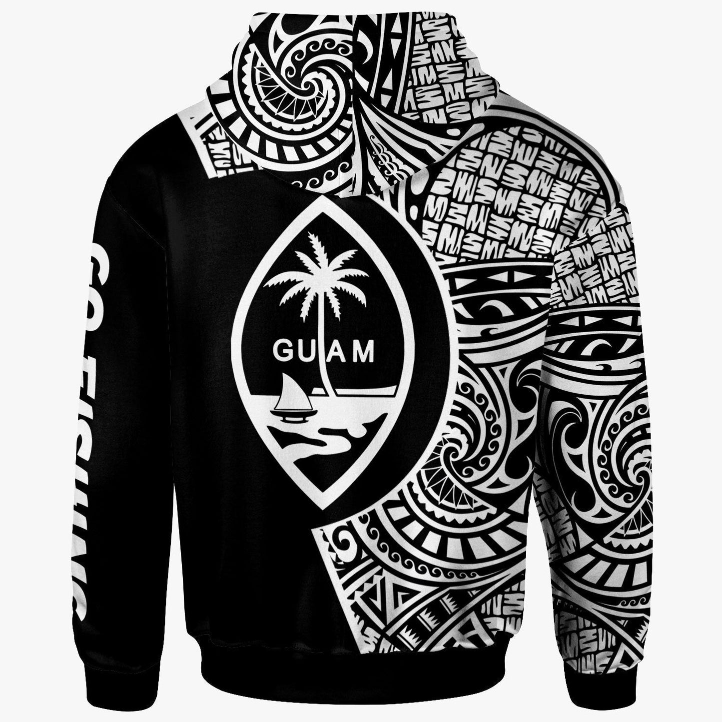 Guam Zip All Over Print Hoodie Hook Tattoo Black Color