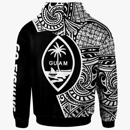 Guam Zip All Over Print Hoodie Hook Tattoo Black Color