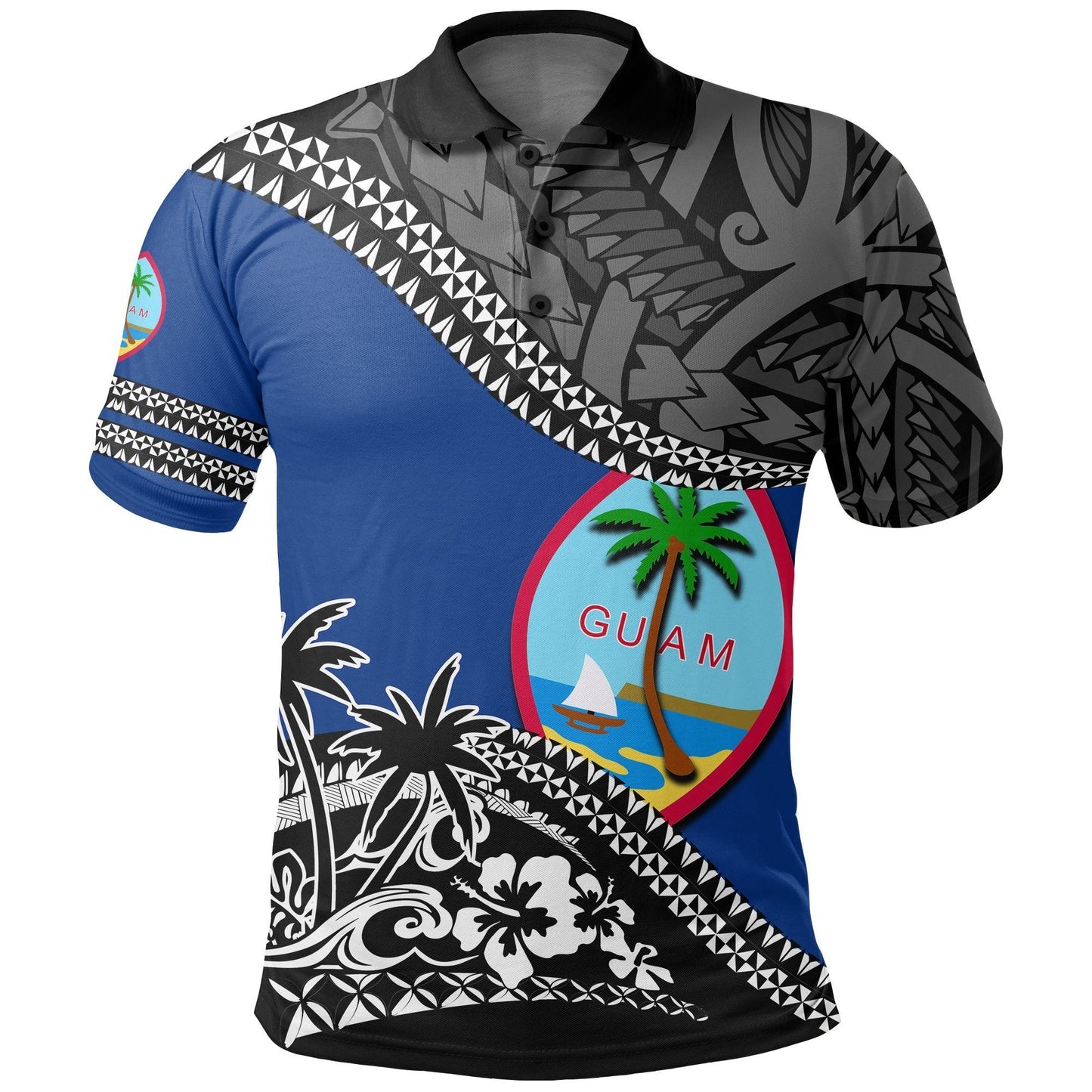 Guam Polo Shirt Fall In The Wave K7