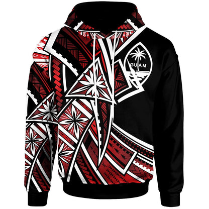 Guam Hoodie Tribal Flower Special Pattern Red Color