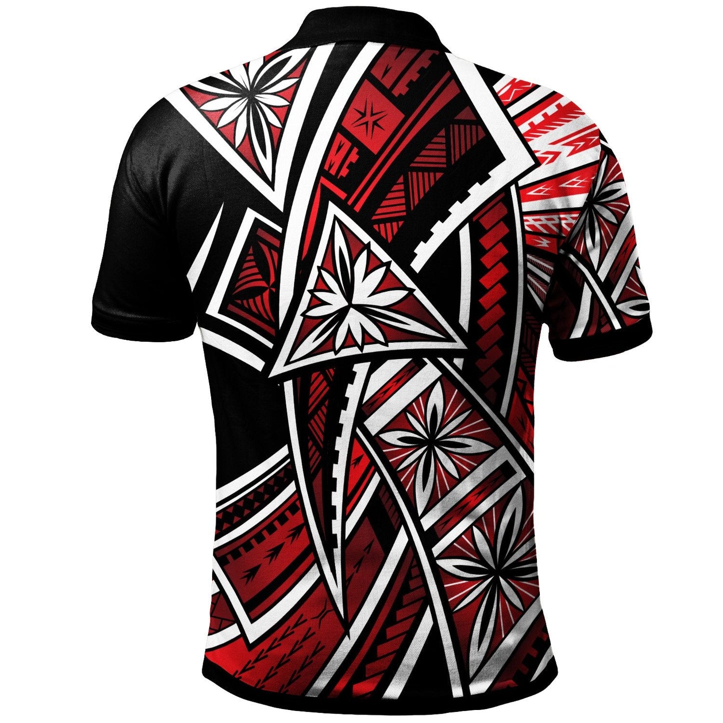 Guam Polo Shirt - Tribal Flower Special Pattern Red Color