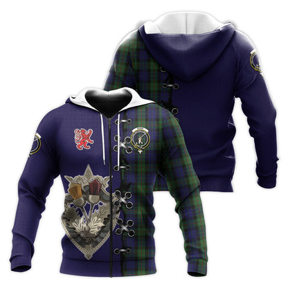 Printivon Gunn Tartan Hoodie Lion Rampant And Celtic Thistle Style