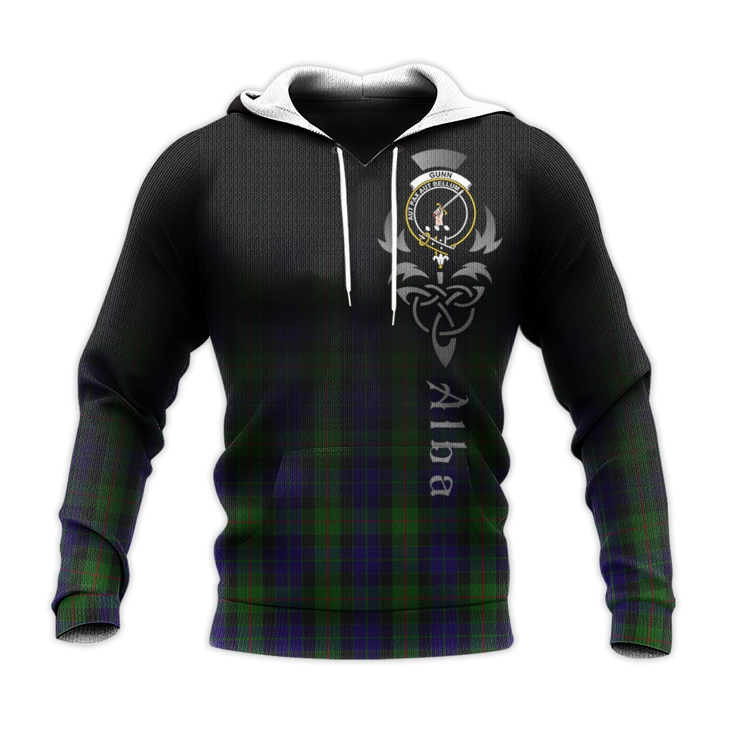 Printivon Gunn Tartan Crest Alba Celtic Hoodie