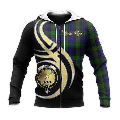Printivon Gunn Clan Believe In Me Crest Tartan Knitted Hoodie Custom Your Text