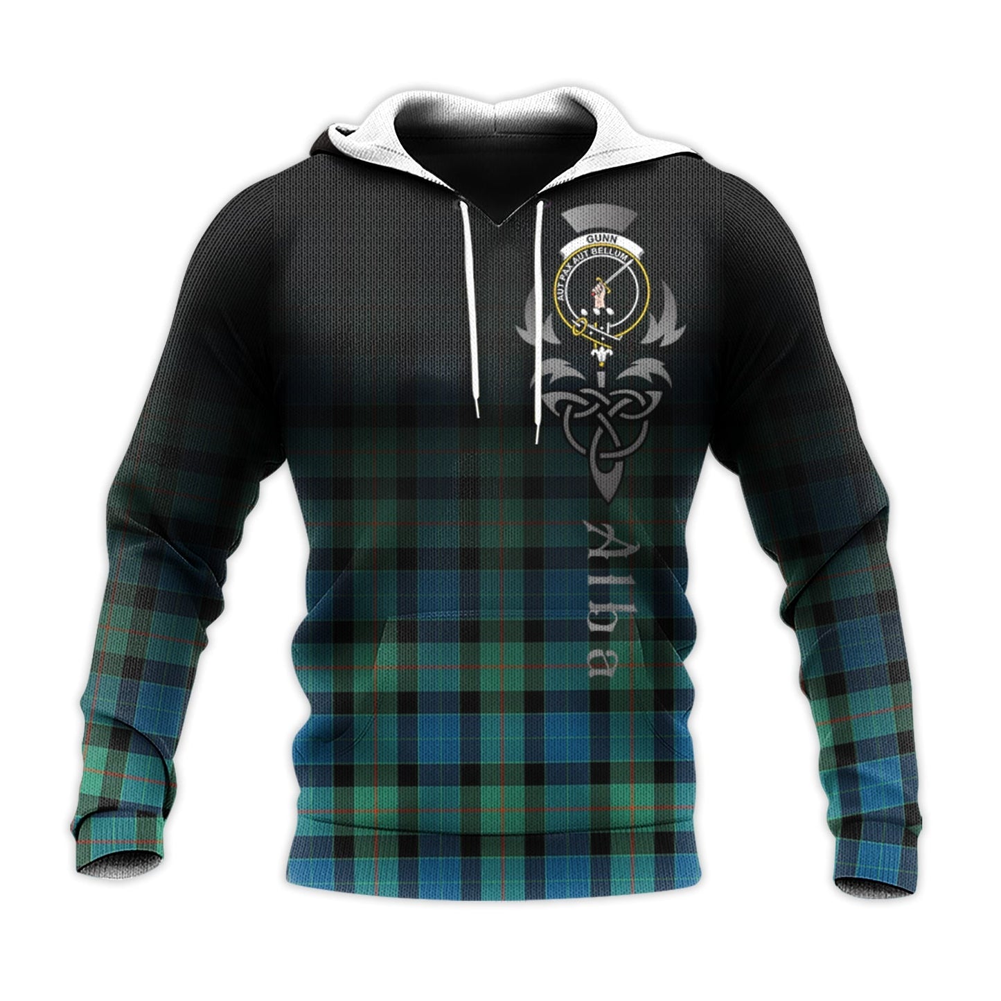 Printivon Gunn Ancient Tartan Crest Alba Celtic Hoodie
