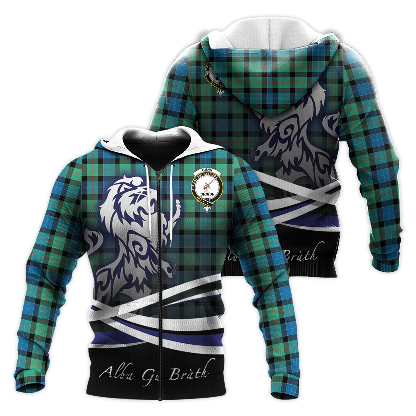 Printivon Gunn Ancient Tartan Scottish Lion Hoodie