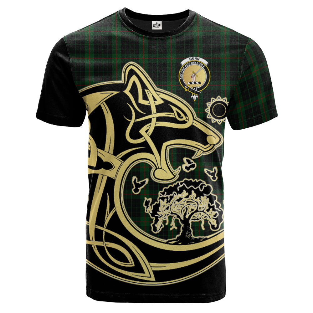 Printivon Gunn Logan Crest Celtic Wolf Tartan T Shirt Custom Your Text