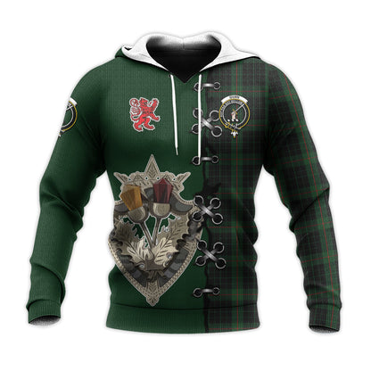 Printivon Gunn Logan Tartan Hoodie Lion Rampant And Celtic Thistle Style