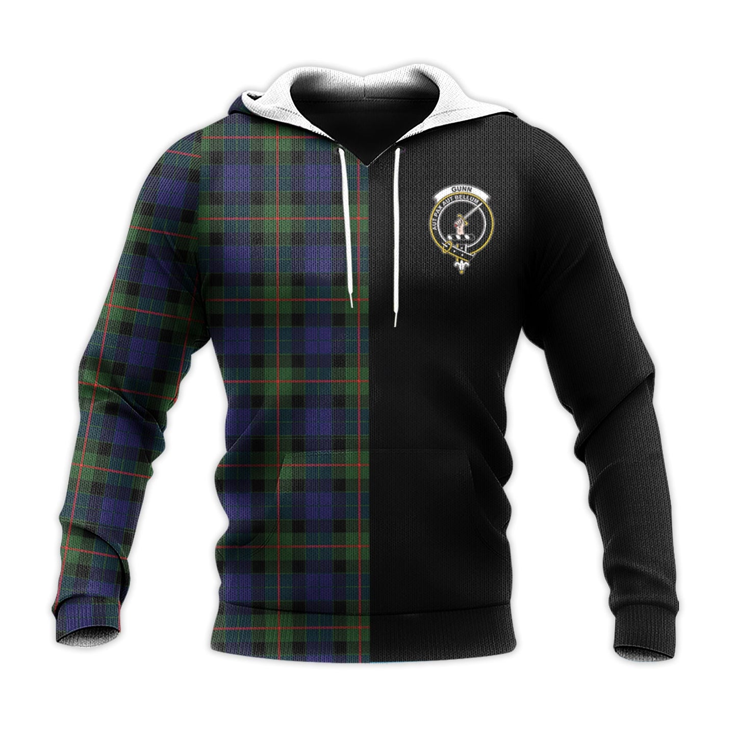 Printivon Gunn Modern Tartan Personalize Half Hoodie