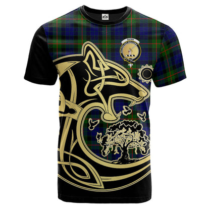 Printivon Gunn Modern Crest Celtic Wolf Tartan T Shirt Custom Your Text