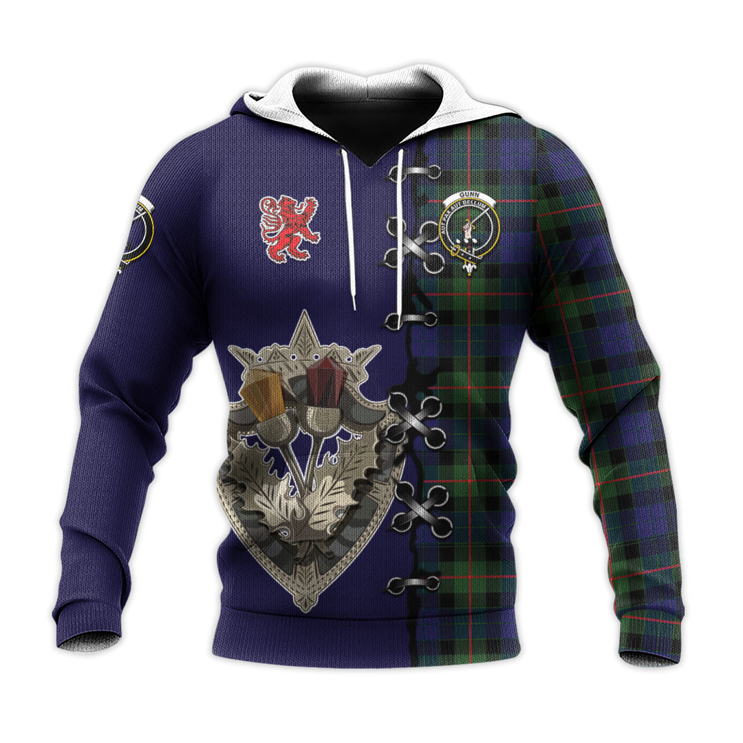 Printivon Gunn Modern Tartan Hoodie Lion Rampant And Celtic Thistle Style